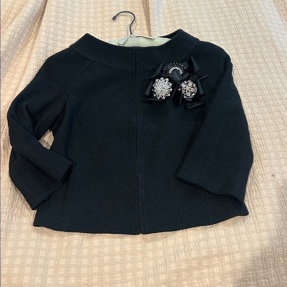 St. John Black Textured Jacket With Pins HOLIDAYS!!
